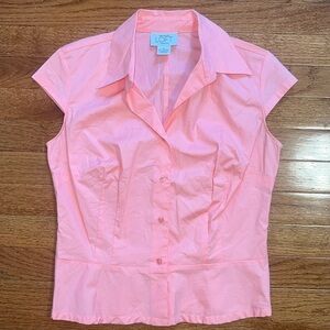 Ann Taylor LOFT Stretch Pink Open Armpit Button Down Blouse Women’s Size 4
